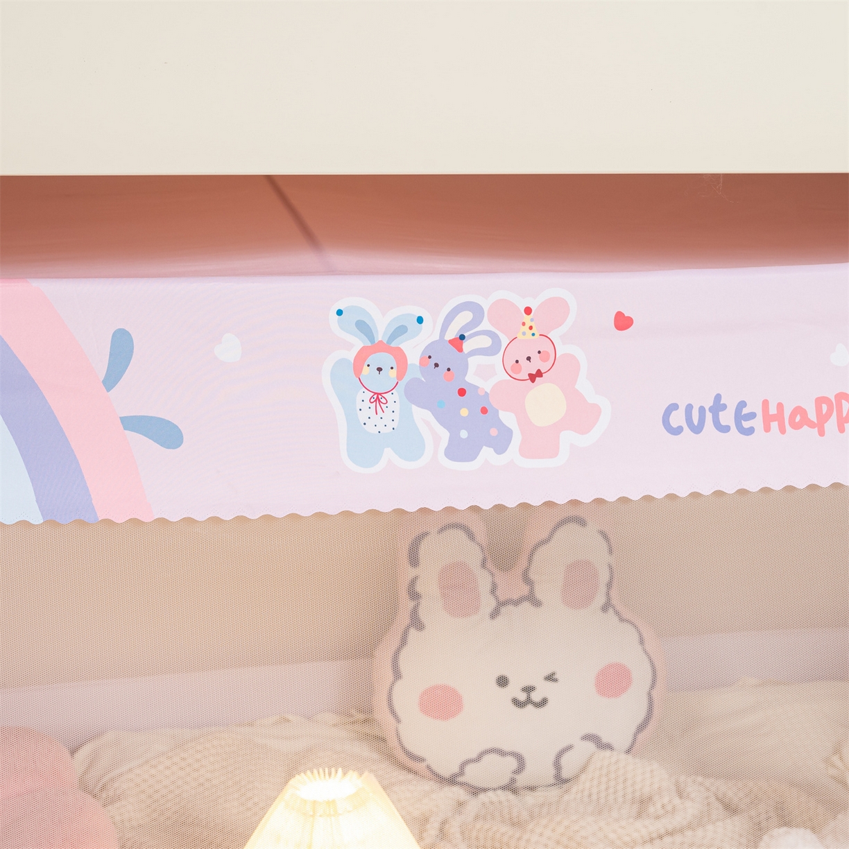 91家纺网 家纺一手货源 找家纺 新太阳蚊帐 2025新款A类子母款上下铺蚊帐 三只小兔