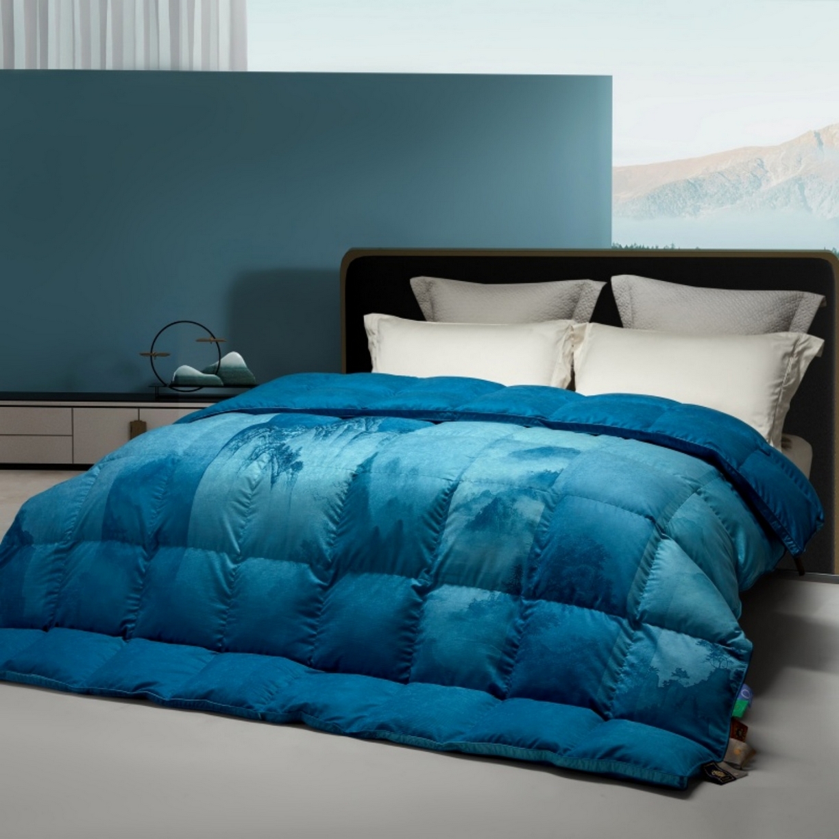 91家纺网 家纺一手货源 找家纺 织梦人羽绒工厂店 2025新款高蓬松羽绒被95鹅绒大牌同款花型 秋山晚翠