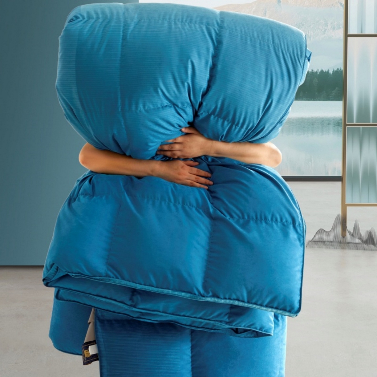 91家纺网 家纺一手货源 找家纺 织梦人羽绒工厂店 2025新款高蓬松羽绒被95鹅绒大牌同款花型 秋山晚翠