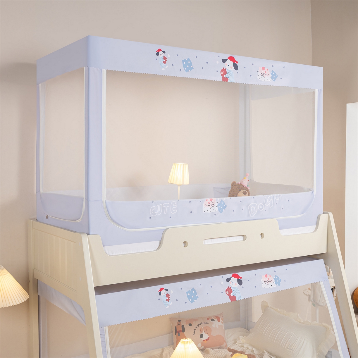 91家纺网 家纺一手货源 找家纺 新太阳蚊帐 2025新款A类子母款上下铺蚊帐 甜梦小确幸