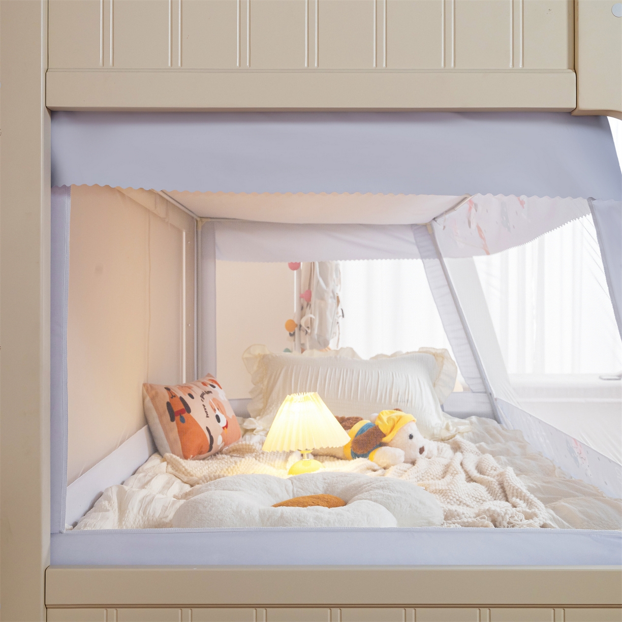 91家纺网 家纺一手货源 找家纺 新太阳蚊帐 2025新款A类子母款上下铺蚊帐 甜梦小确幸