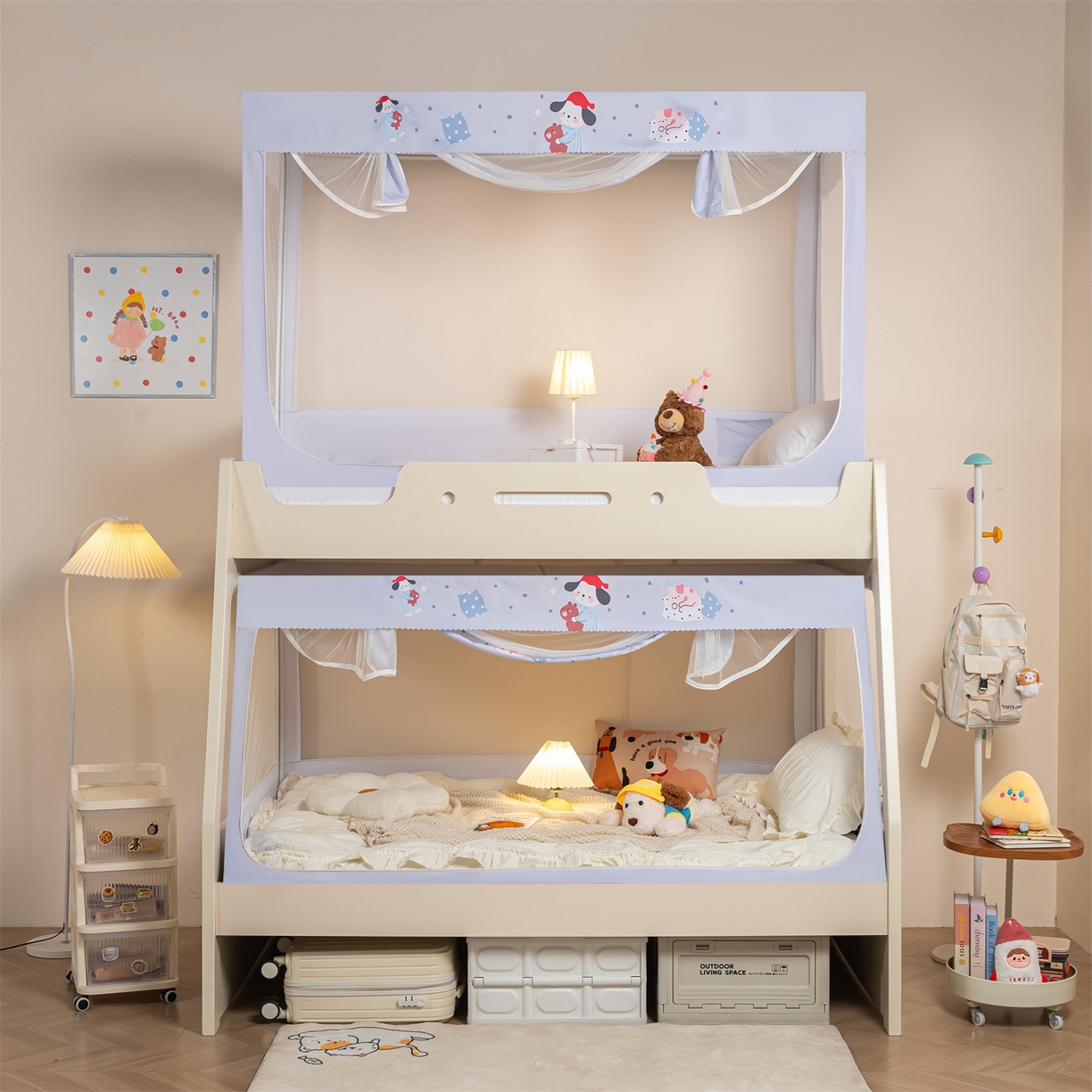 91家纺网 家纺一手货源 找家纺 新太阳蚊帐 2025新款A类子母款上下铺蚊帐 甜梦小确幸