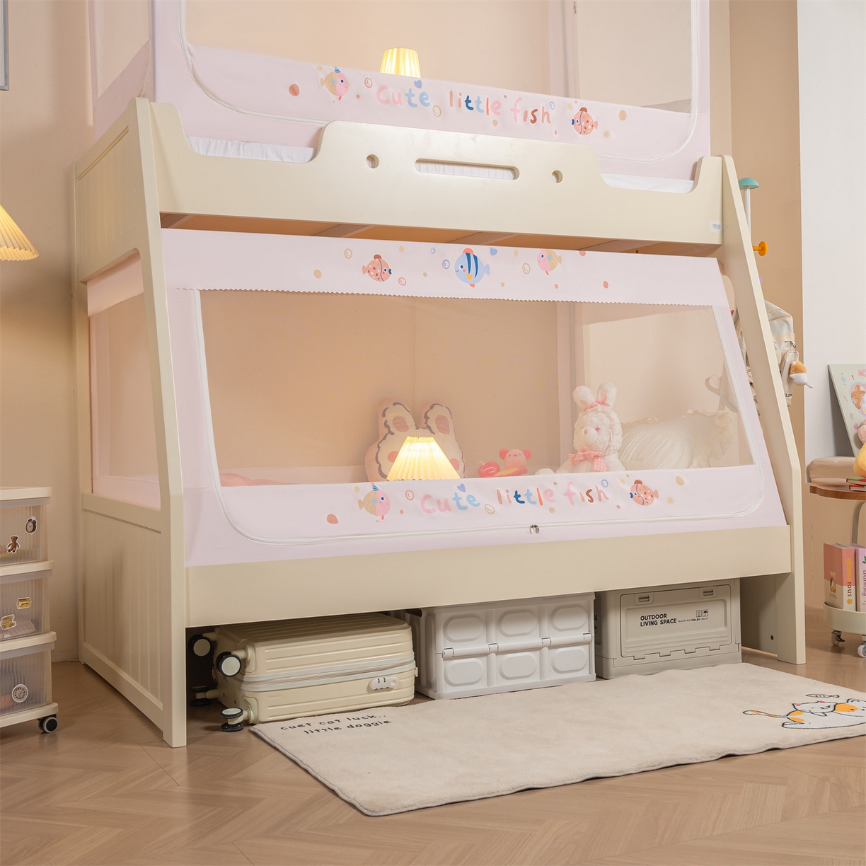 91家纺网 家纺一手货源 找家纺 新太阳蚊帐 2025新款A类子母款上下铺蚊帐 鱼趣泡泡