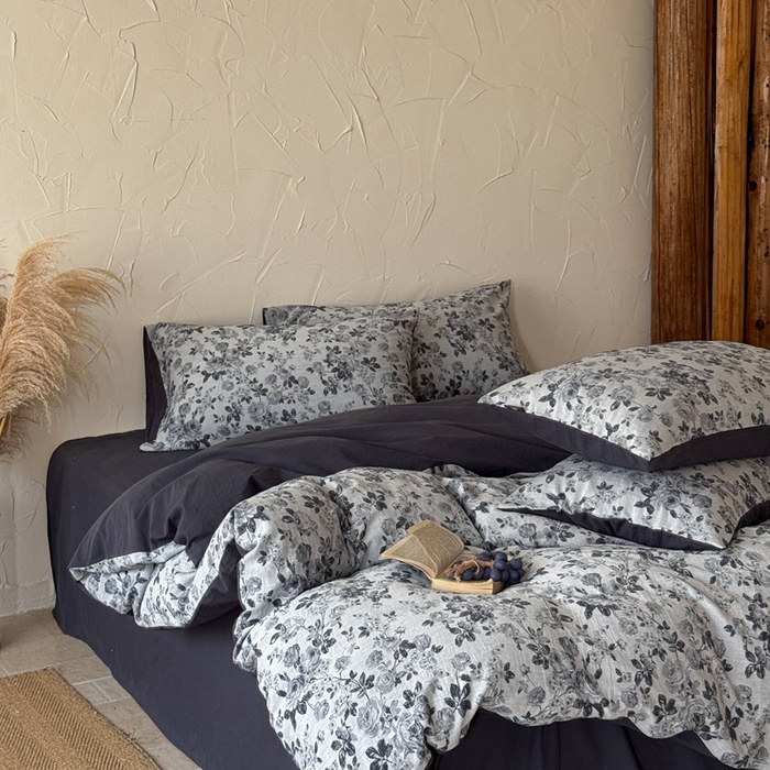 91家纺网 家纺一手货源 找家纺 于果 2025新款全棉纯棉色织提花四件套 花影