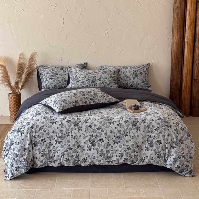 91家纺网 家纺一手货源 找家纺 于果 2025新款全棉纯棉色织提花四件套 花影