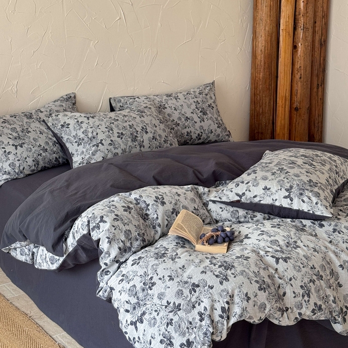 91家纺网 家纺一手货源 找家纺 于果 2025新款全棉纯棉色织提花四件套 花影