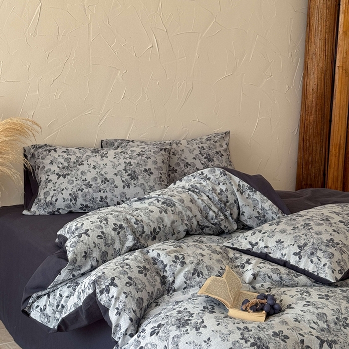 91家纺网 家纺一手货源 找家纺 于果 2025新款全棉纯棉色织提花四件套 花影