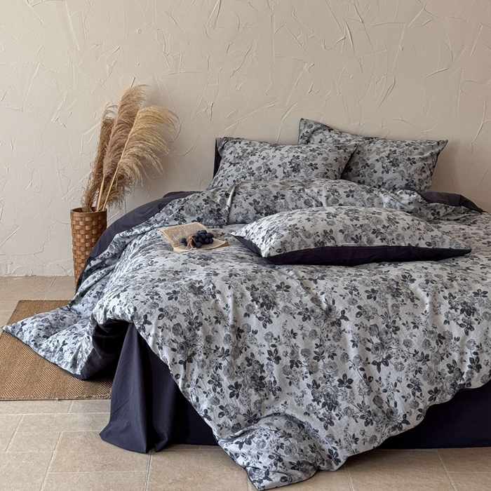 91家纺网 家纺一手货源 找家纺 于果 2025新款全棉纯棉色织提花四件套 花影