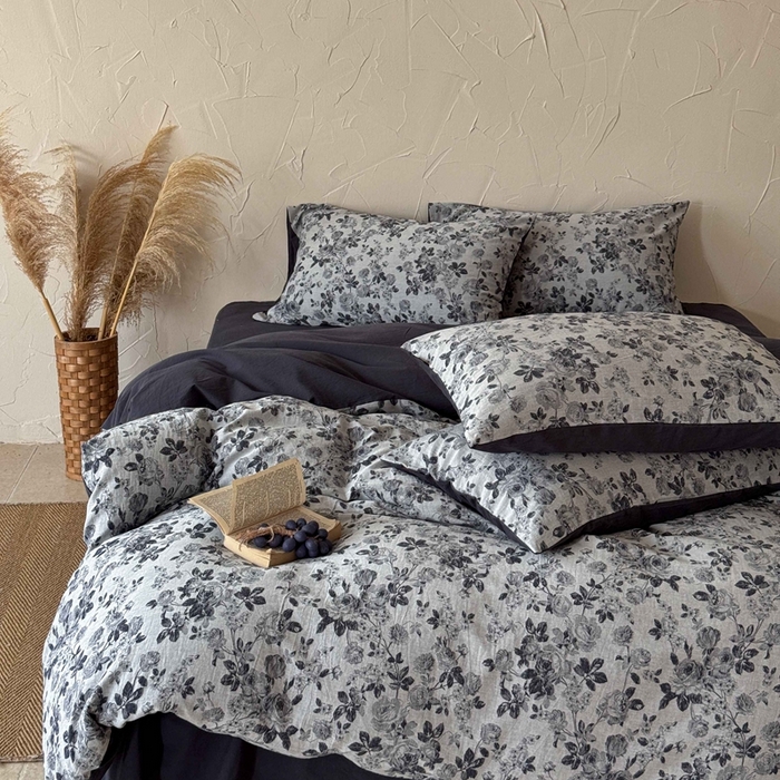 91家纺网 家纺一手货源 找家纺 于果 2025新款全棉纯棉色织提花四件套 花影