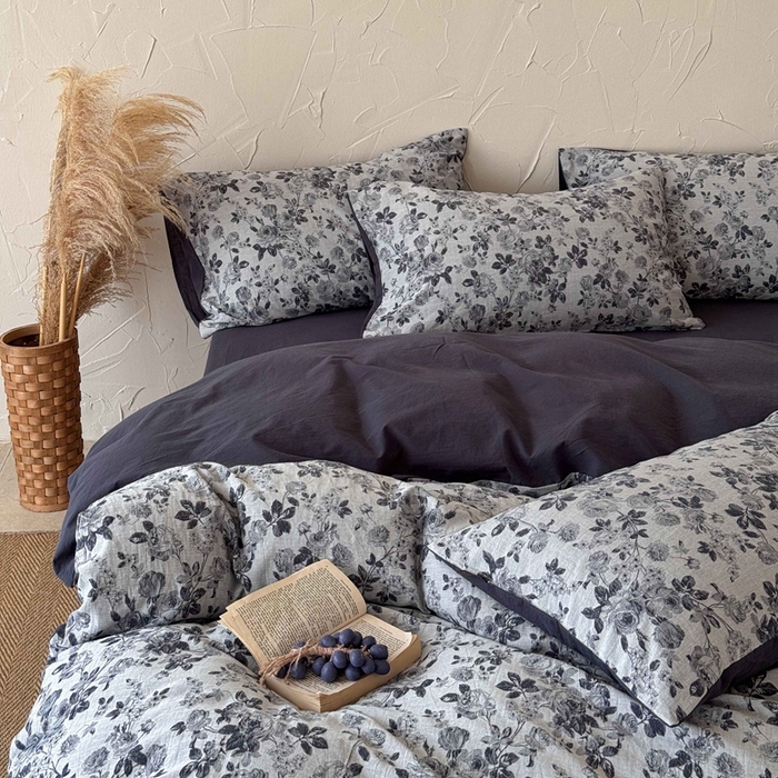 91家纺网 家纺一手货源 找家纺 于果 2025新款全棉纯棉色织提花四件套 花影