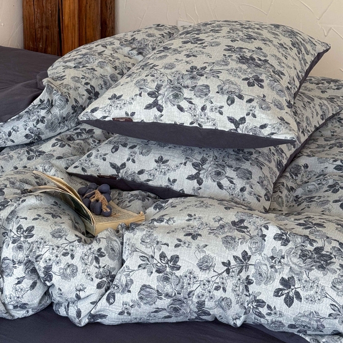 91家纺网 家纺一手货源 找家纺 于果 2025新款全棉纯棉色织提花四件套 花影