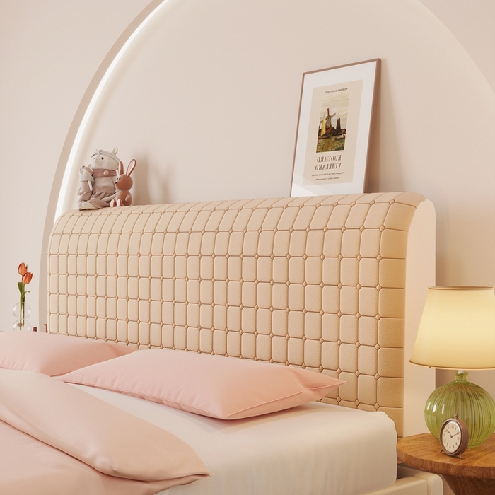 91家纺网 家纺一手货源 找家纺 沐沐家纺 2026新款亲肤舒适磨毛小格子奶油风床头罩 小格子-卡其