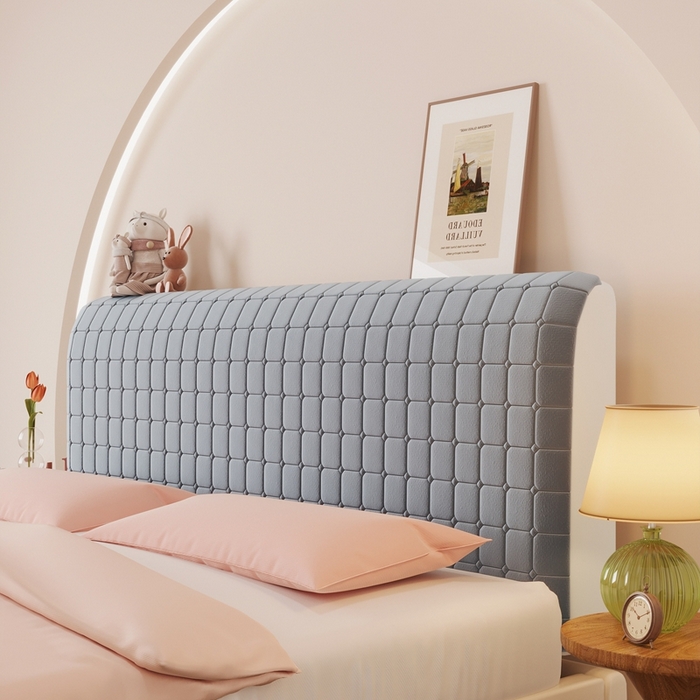 91家纺网 家纺一手货源 找家纺 沐沐家纺 2026新款亲肤舒适磨毛小格子奶油风床头罩 小格子-深灰