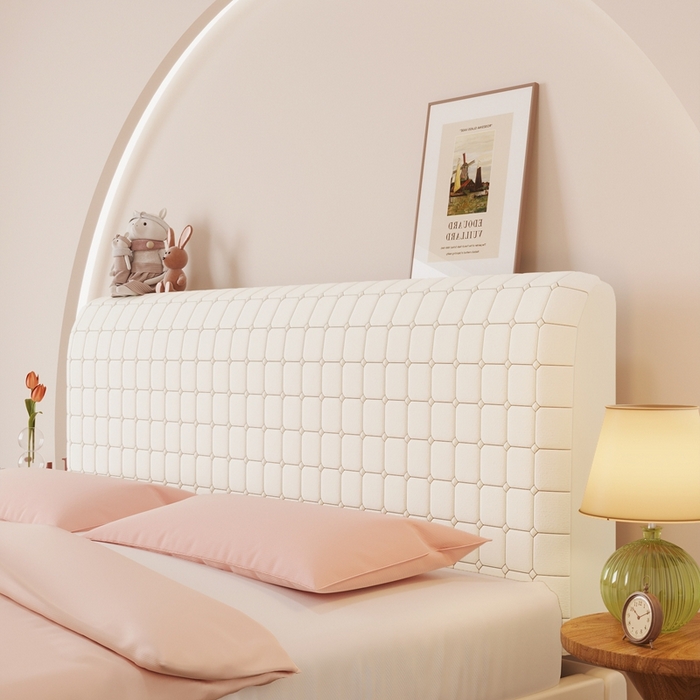 沐沐家纺 2026新款亲肤舒适磨毛小格子奶油风床头罩 小格子-米白