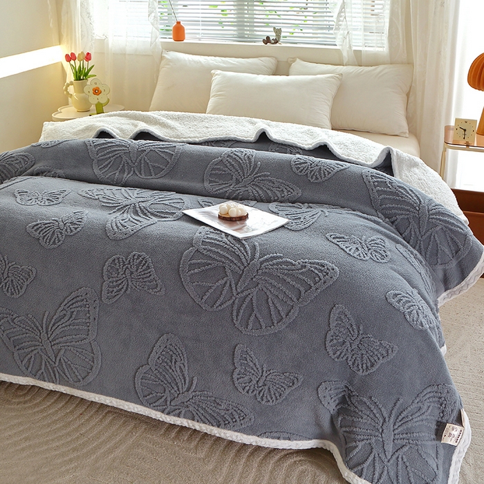 91家纺网 家纺一手货源 找家纺 （总）莱家富 2025新款加厚双层复合毯舒棉绒剪花毛毯