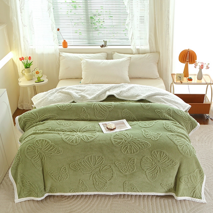 91家纺网 家纺一手货源 找家纺 （总）莱家富 2025新款加厚双层复合毯舒棉绒剪花毛毯