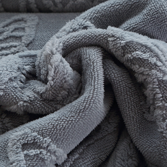 91家纺网 家纺一手货源 找家纺 莱家富 2026新款加厚双层复合毯舒棉绒剪花毛毯 兰色