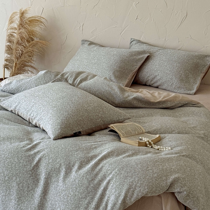 91家纺网 家纺一手货源 找家纺 于果 2025新款全棉纯棉色织提花四件套 莫兰