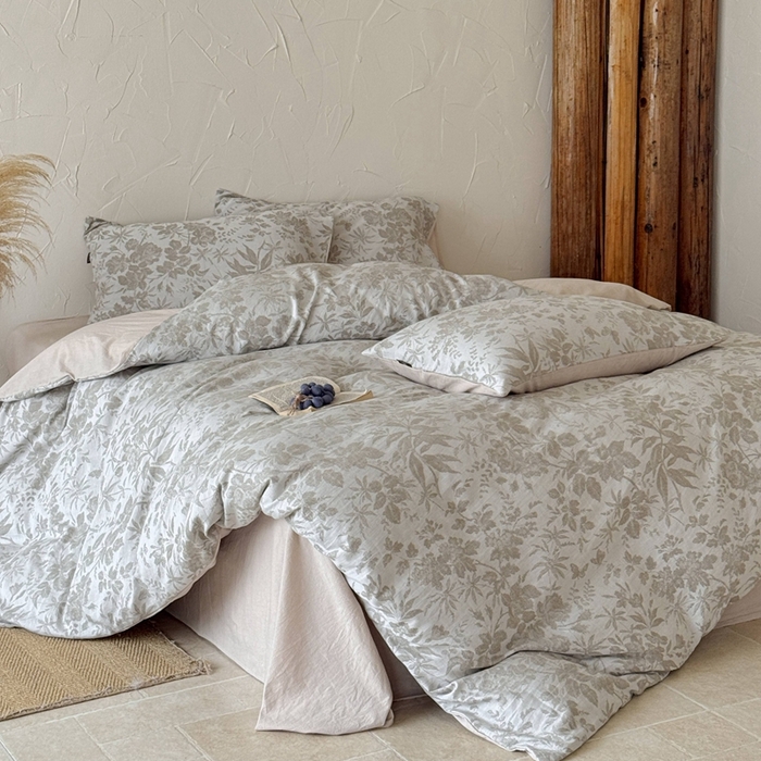 91家纺网 家纺一手货源 找家纺 于果 2025新款全棉纯棉色织提花四件套 暖枝