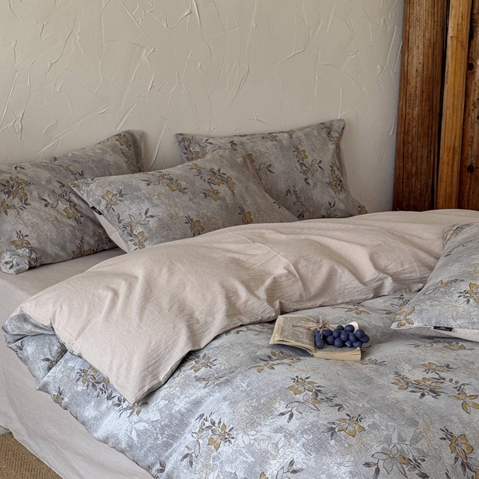 91家纺网 家纺一手货源 找家纺 于果 2025新款全棉纯棉色织提花四件套 秋枫