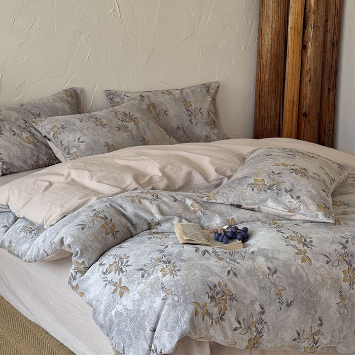 91家纺网 家纺一手货源 找家纺 于果 2025新款全棉纯棉色织提花四件套 秋枫