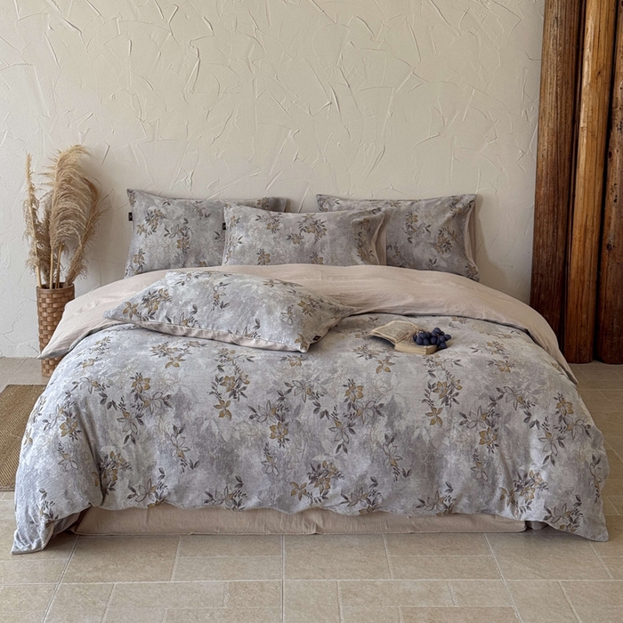 91家纺网 家纺一手货源 找家纺 于果 2025新款全棉纯棉色织提花四件套 秋枫