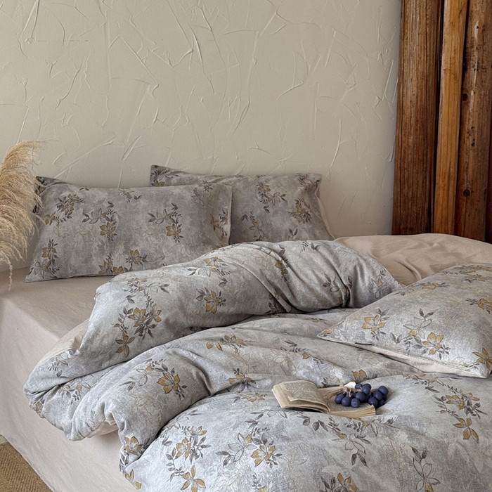 91家纺网 家纺一手货源 找家纺 于果 2025新款全棉纯棉色织提花四件套 秋枫