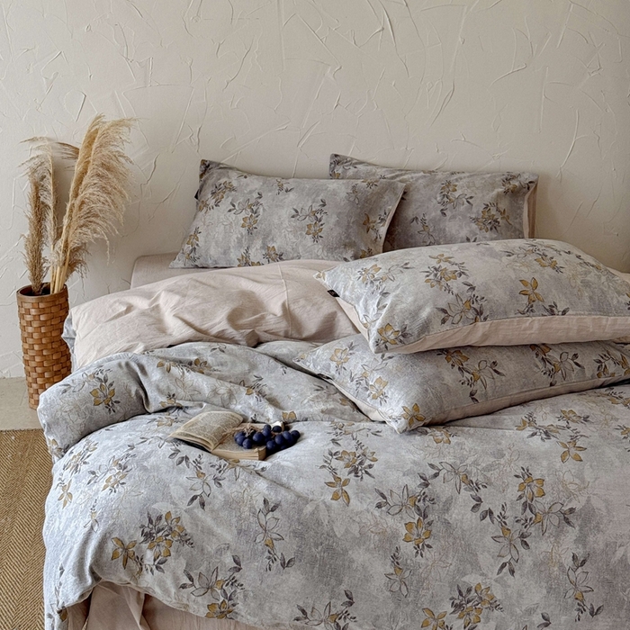 91家纺网 家纺一手货源 找家纺 于果 2025新款全棉纯棉色织提花四件套 秋枫