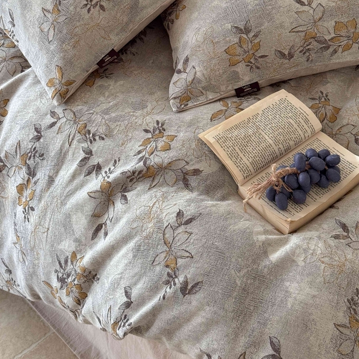 91家纺网 家纺一手货源 找家纺 于果 2025新款全棉纯棉色织提花四件套 秋枫