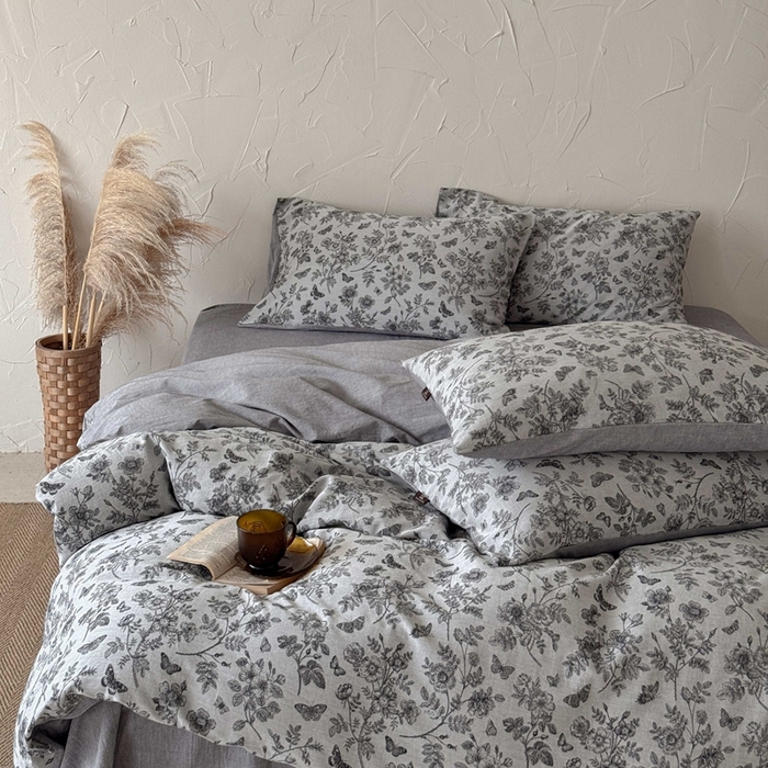 91家纺网 家纺一手货源 找家纺 于果 2025新款全棉纯棉色织提花四件套 如梦灰