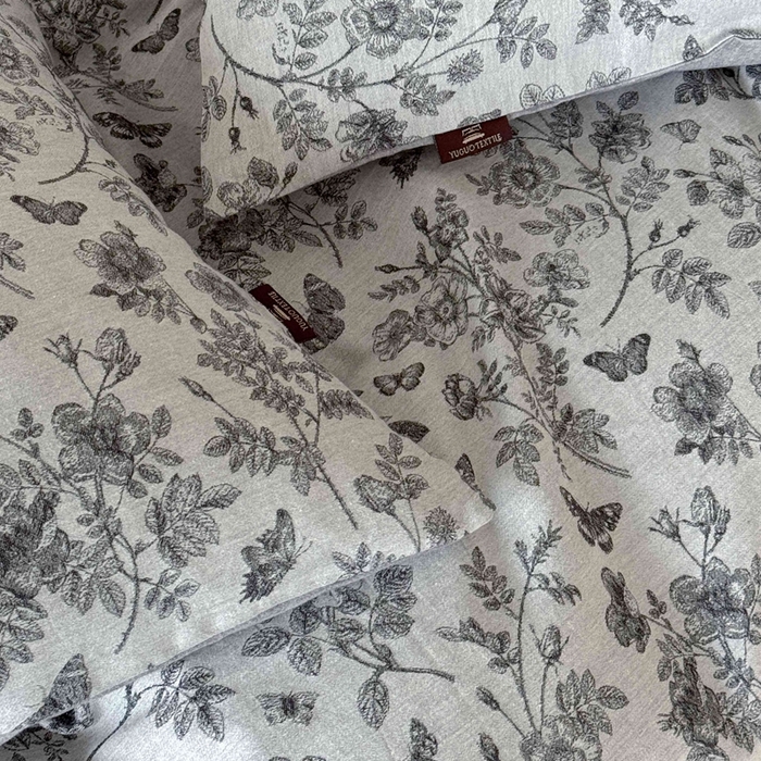 91家纺网 家纺一手货源 找家纺 于果 2025新款全棉纯棉色织提花四件套 如梦灰