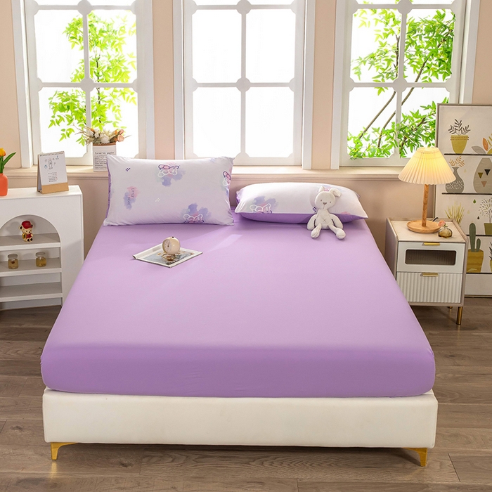 91家纺网 家纺一手货源 找家纺 梦莱家纺 2025新款水洗棉印花四件套 幻彩小熊-紫