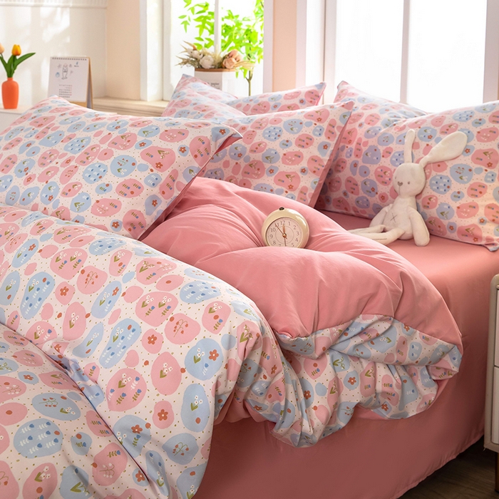 梦莱家纺 2025新款水洗棉印花四件套 碎梦花田