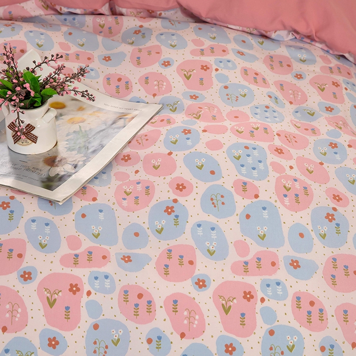 91家纺网 家纺一手货源 找家纺 梦莱家纺 2025新款水洗棉印花四件套 碎梦花田