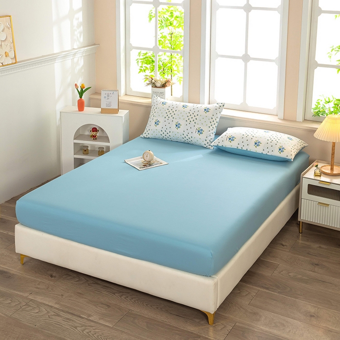 91家纺网 家纺一手货源 找家纺 梦莱家纺 2025新款水洗棉印花四件套 蓝玫格影