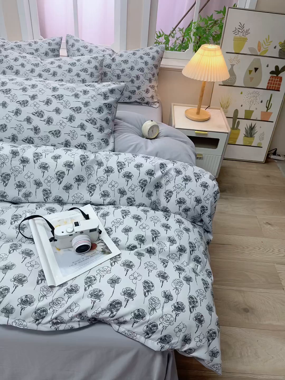 91家纺网 家纺一手货源 找家纺 梦莱家纺 2025新款水洗棉印花四件套 墨绘繁花