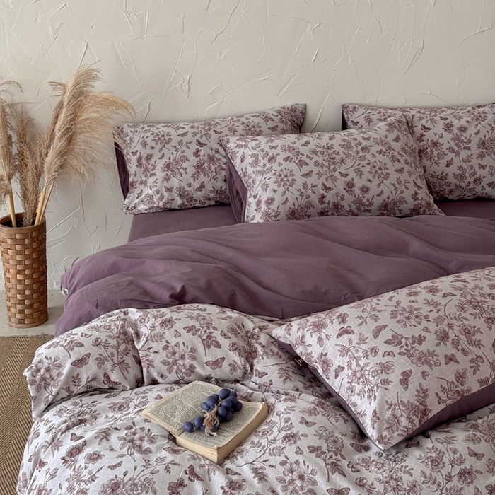 91家纺网 家纺一手货源 找家纺 于果 2025新款全棉纯棉色织提花四件套 如梦紫