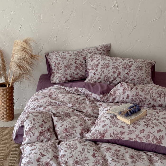 91家纺网 家纺一手货源 找家纺 于果 2025新款全棉纯棉色织提花四件套 如梦紫