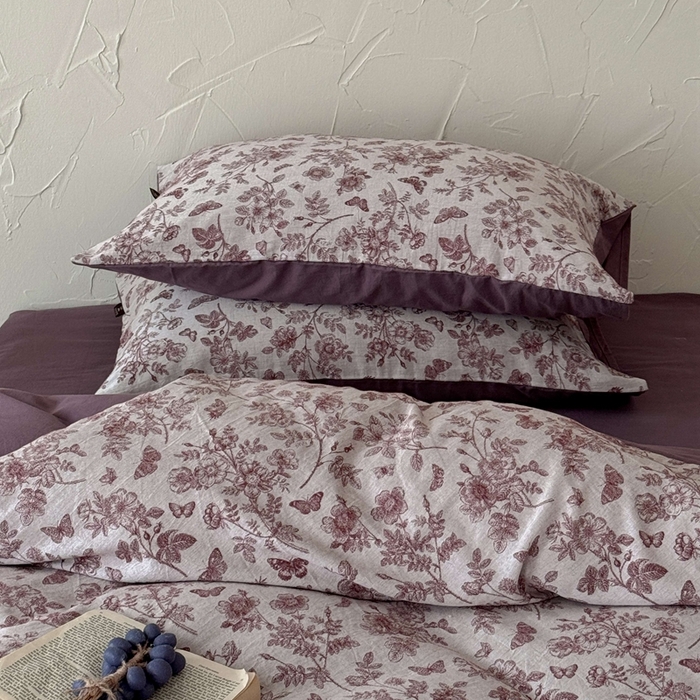 91家纺网 家纺一手货源 找家纺 于果 2025新款全棉纯棉色织提花四件套 如梦紫