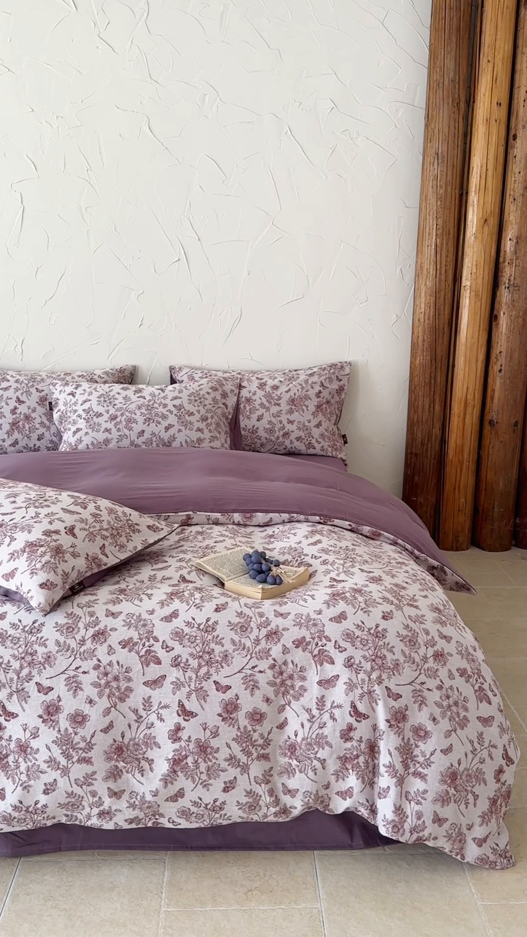 91家纺网 家纺一手货源 找家纺 于果 2025新款全棉纯棉色织提花四件套 如梦紫