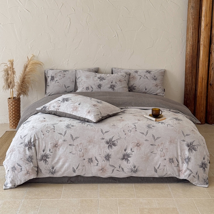 91家纺网 家纺一手货源 找家纺 于果 2025新款全棉纯棉色织提花四件套 水墨江南