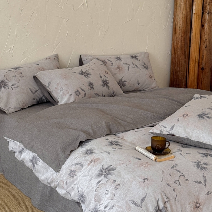 91家纺网 家纺一手货源 找家纺 于果 2025新款全棉纯棉色织提花四件套 水墨江南