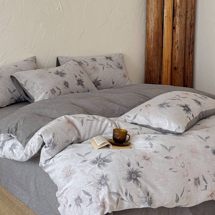 91家纺网 家纺一手货源 找家纺 于果 2025新款全棉纯棉色织提花四件套 水墨江南