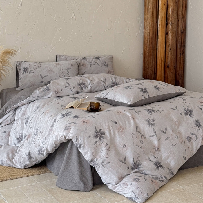 91家纺网 家纺一手货源 找家纺 于果 2025新款全棉纯棉色织提花四件套 水墨江南