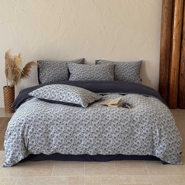 91家纺网 家纺一手货源 找家纺 于果 2025新款全棉纯棉色织提花四件套 夕颜