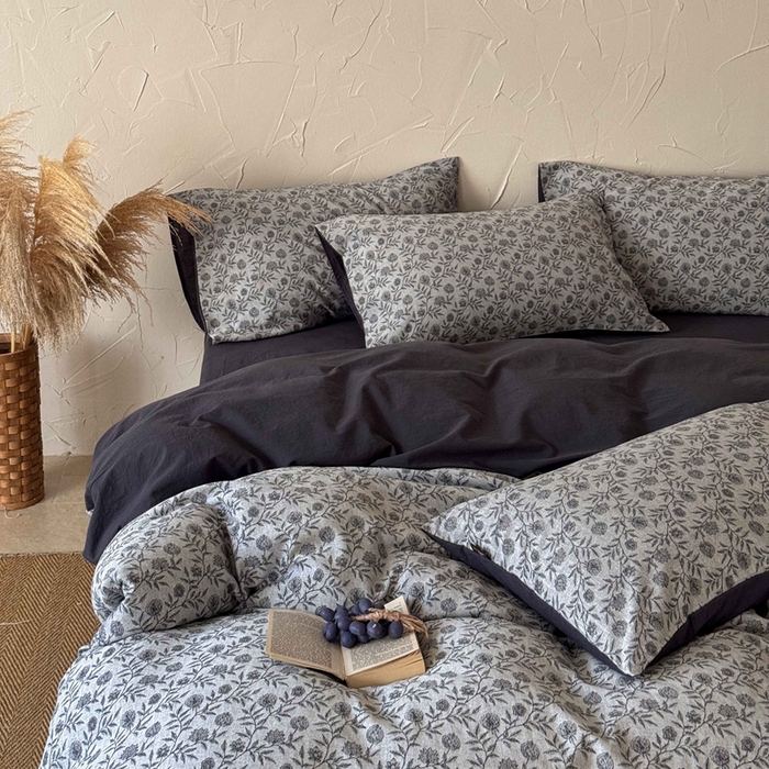 91家纺网 家纺一手货源 找家纺 于果 2025新款全棉纯棉色织提花四件套 夕颜