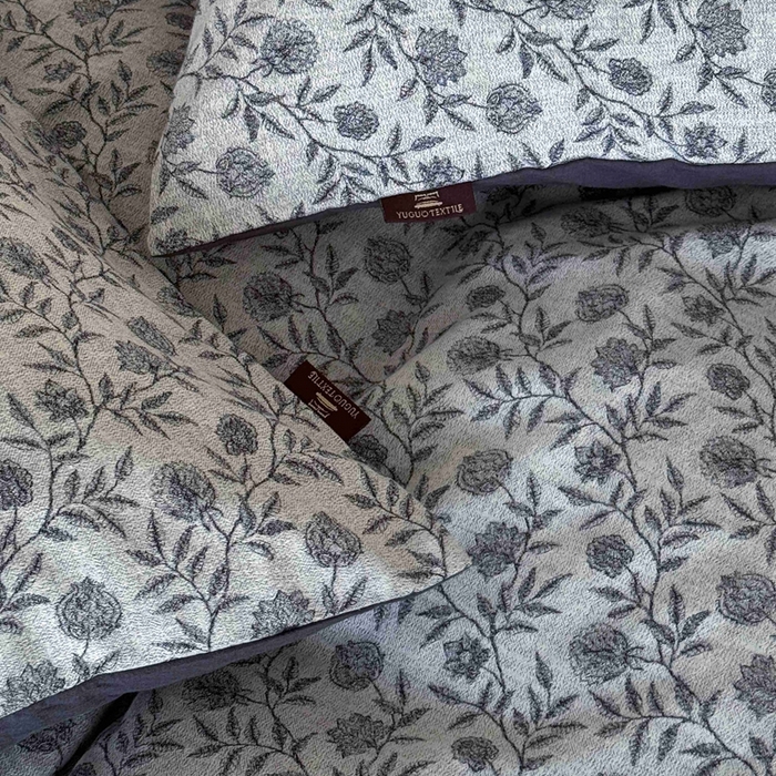 91家纺网 家纺一手货源 找家纺 于果 2025新款全棉纯棉色织提花四件套 夕颜