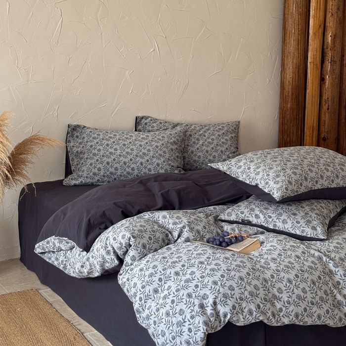 91家纺网 家纺一手货源 找家纺 于果 2025新款全棉纯棉色织提花四件套 夕颜