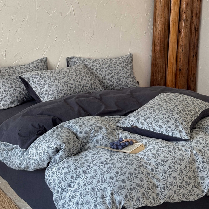 91家纺网 家纺一手货源 找家纺 于果 2025新款全棉纯棉色织提花四件套 夕颜