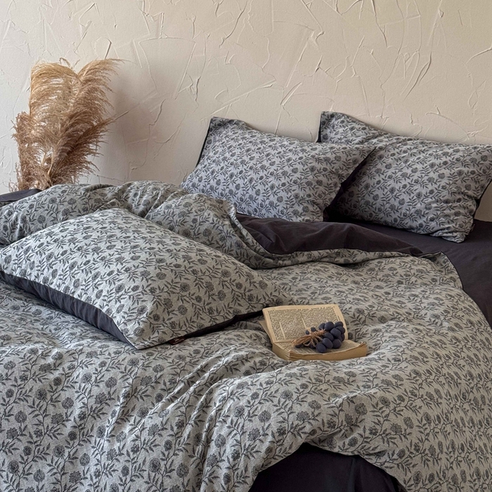 91家纺网 家纺一手货源 找家纺 于果 2025新款全棉纯棉色织提花四件套 夕颜